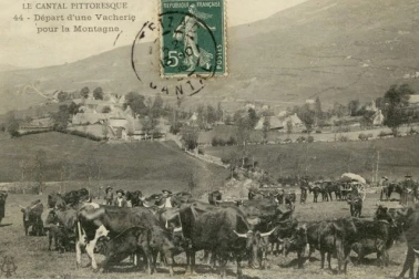 Depart d une vacherie pour la montagne