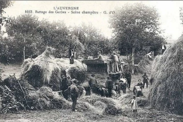 Battage des gerbes scenes champetres