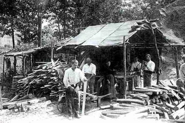 Scierie en plein air fabrique de douves de futailles