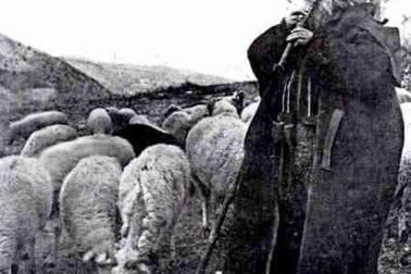 Le berger de montages gardant son troupeau
