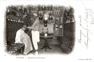 Boutique de perruquier en Tunisie