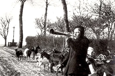Gardienne de chevres sur la route de Batilly