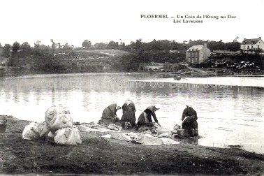 Les Laveuses - Un coin de l etang au Duc - Ploermel