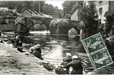 QUIMPERLE Lavandières et Pont Fleuri en 1912