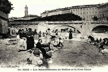 Blanchisseuses du Paillon et le Pont Vieux - Nice