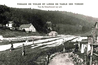 Tissage de toile et linge de table des Vosges vues du blanchiment sur pres