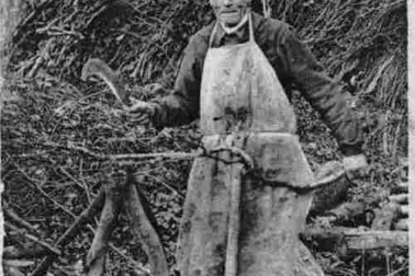 La vie a la campagne le bucheron - Il coupe du petit bois a la serpe